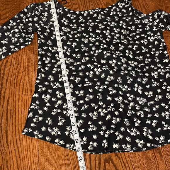 LEWIT one / cold shoulder bow detail long sleeve blouse stretch silk black wht S - Picture 15 of 16